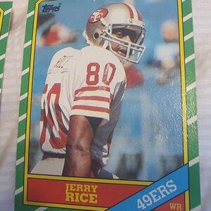 Topps Jerry Rice 49ers Card with Red and Blue Highlights